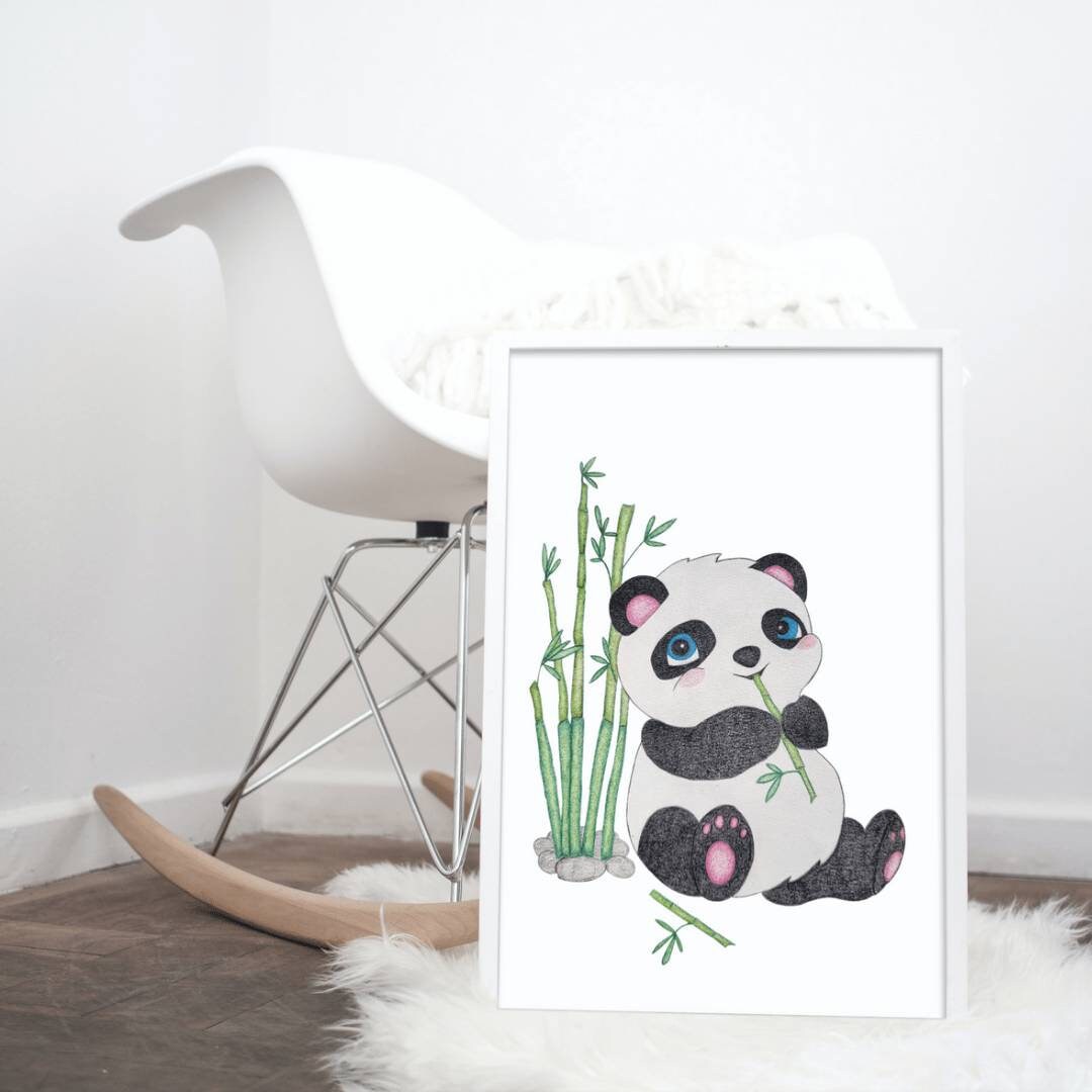 Cute Panda Print, Hand Drawn Panda Print, Safari Animal Print, Nursery ...