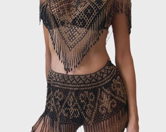HANDBEADED 2 PIECE SET | Festival Fashion | One of a Kind | Evening Outfits