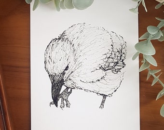Neutral Crow Drawing Art Print for Crow Lovers Minimal Line Art Print Black and White Bird Wall Art Nature Home Decor Art for Bird Lovers