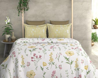 Premium King Size Quilt Double Bed Dohar 100% Cotton Spring Special Floral Quilts Luxury Quilt Premium Bedding Reversible Sofa Throws flora