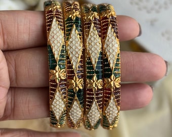 Meenakari Bangles: Indian Enamel Jewelry, Set of 4