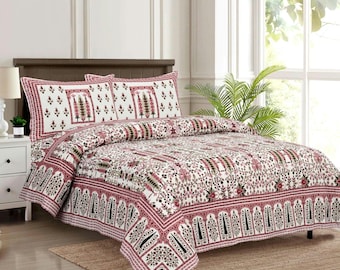 Premium bedspread Luxurious bed cover Cotton bedding Home decor king size bedsheets Indian Jaipuri bedsheets Floral design bed spread giftin
