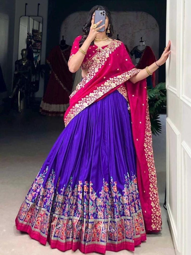Sabyasachi Inspired Violet Purple Bridal Silk Lehenga Choli