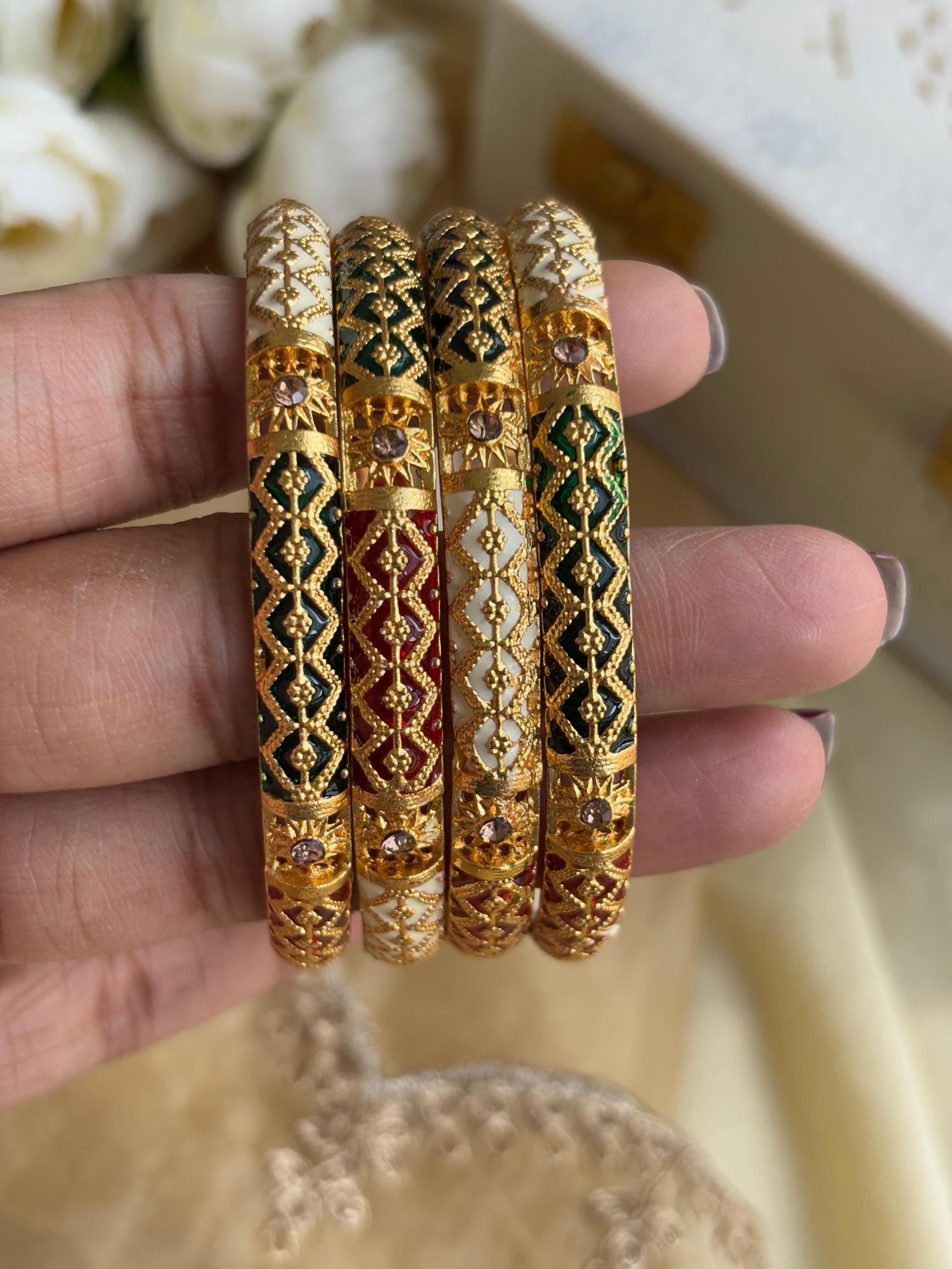 Meenakari Bangles: Set of 4 Handcrafted Indian Jewelry - Etsy