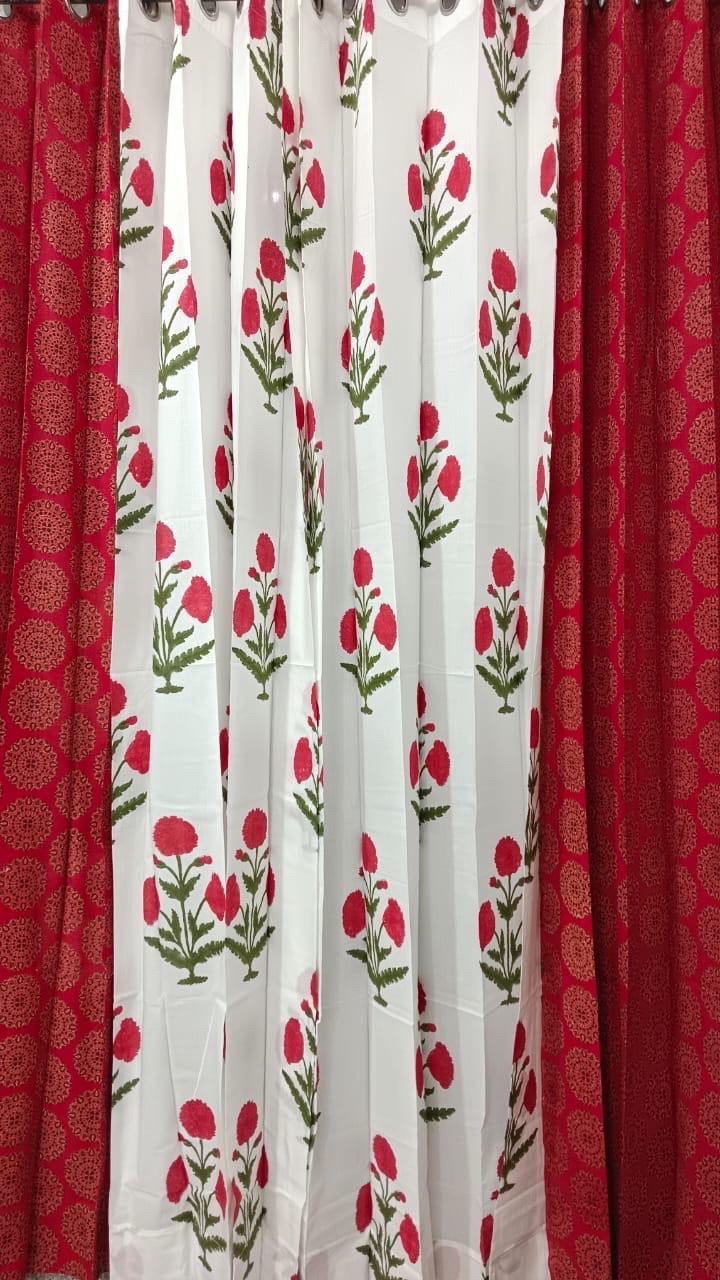 Premium Curtains Window Curtains Door Curtains Hand Block Printed Custom Curtains  blue print curtains Blackout Curtains Jaipuri Block Print
