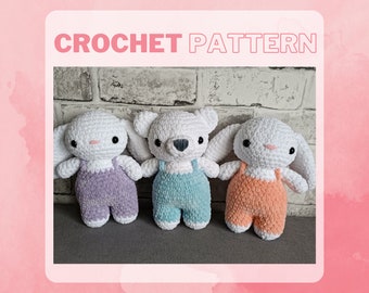 Modèle de crochet Bear&Bunny, modèle Amigurumi, modèle de crochet Amigurumi, modèle de crochet 2in1