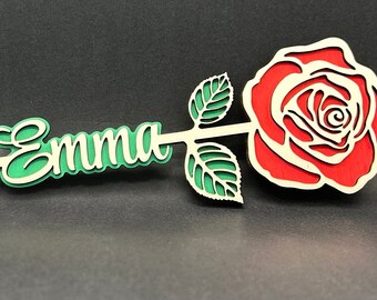 Rose With Name in Stem, Personalised, Made to Order, Valentines, Birthday, Mothers Day