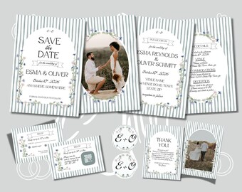 Elegant Floral Wedding Stationery Set | Canva Template