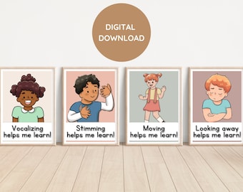 Set of 4 posters | Neurodiversity Acceptance | Neuroaffirming | Classroom Decor | Speech & Occupational Therapy | Autism | ADHD