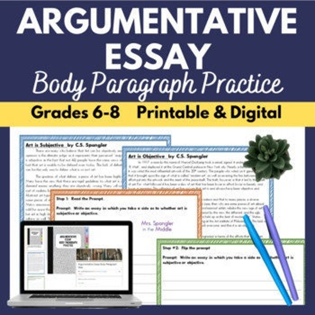 Body Paragraph for Argumentative Essay Middle School Etsy