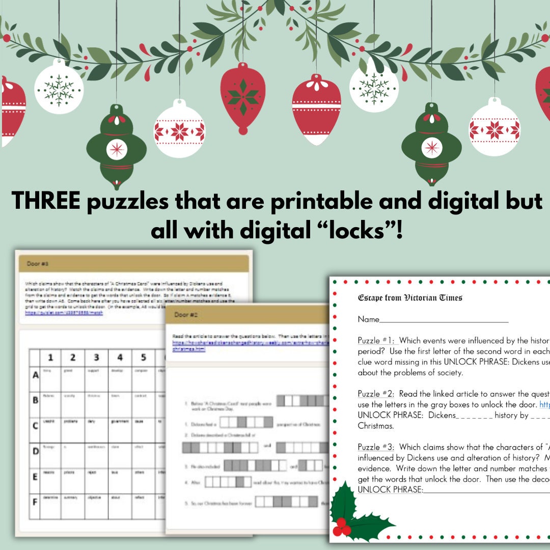 A Christmas Carol Escape Room Game Digital AND Printable Etsy