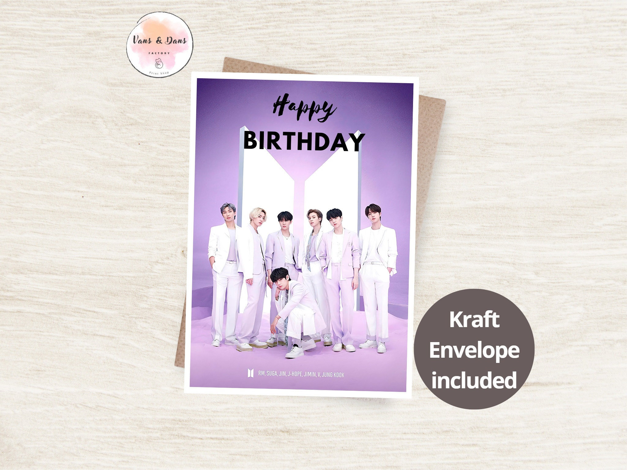 New BTS Purple Clouds Birthday Card Handmade Free 