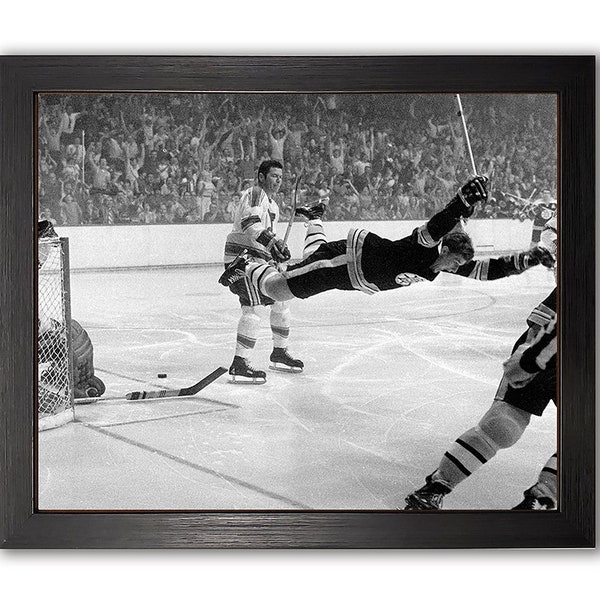 Bobby Orr Boston Bruins Famous Overtime Stanley Cup Winning Goal Framed 8x10 Photo Picture