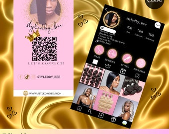 Editable Instagram Business Cards| Customizable Instagram Business Templates| Business Card with QR code| DIY Canva Business Card Templates
