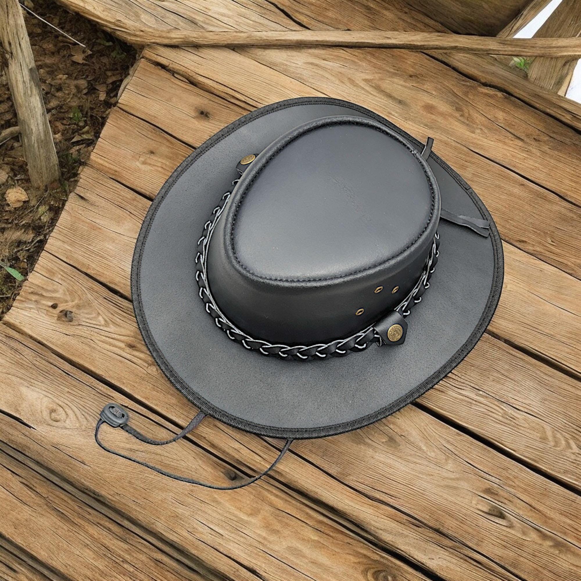 100% Real Leather Cowboy Hat for Men Women Outback 