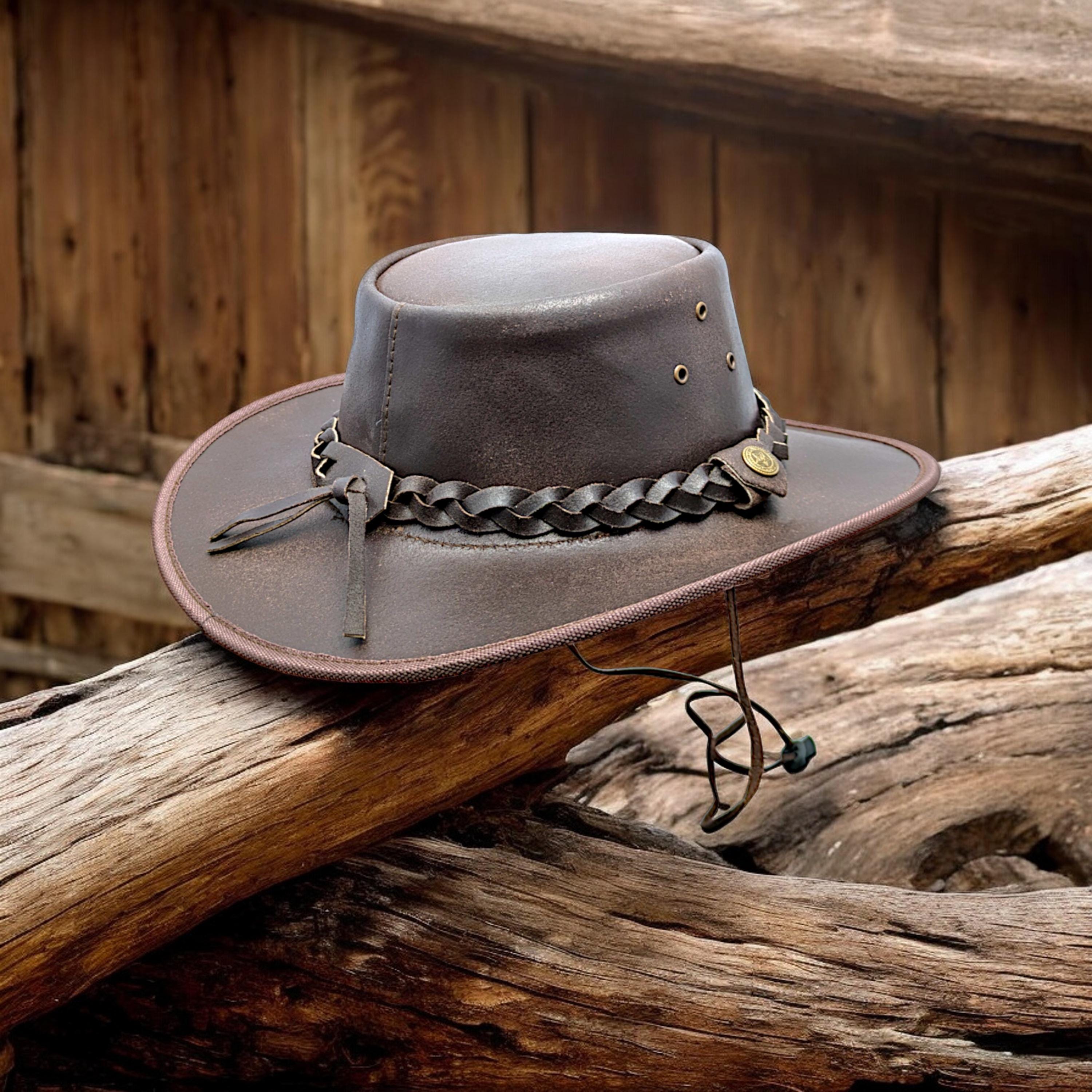 4574 Leather Cowboy Hat For Men Women Western Australian Outback Wagga Wagga | Leather Hats by Outback Trading Company  main image 2