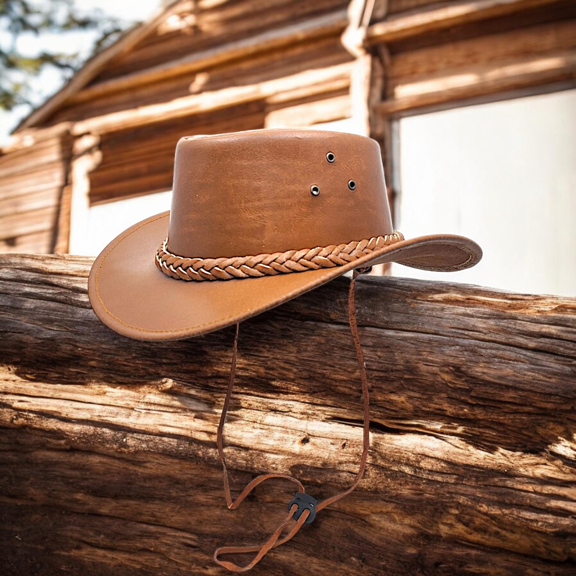 Vintage Authentic Australian Outback Tan Leather Hat Men main image 4
