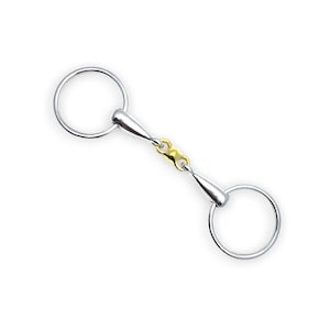 May include: A silver horse bit with a gold double jointed mouthpiece.