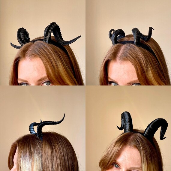 thumbnail interactive-video image 1 of Maleficent Horns MOSTORY Black Devil Horns Headband - Large Demon Horns Hairband Dark Ox Horn Headband For Women Men Renaissance Accessory Renfaire Halloween Cosplay At Women's Clothing Store Horns Costume 1 of 12