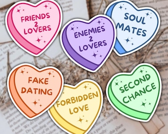 Candy Heart Trope Sticker | Book Trope Sticker | Heart Sticker | Bookish Gifts | BookTok | Book Lover | Kindle Sticker | Die Cut | Vinyl