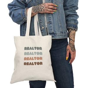 Bolsa de lona natural Realtor, regalos para agentes inmobiliarios, bolsa de trabajo para mujer