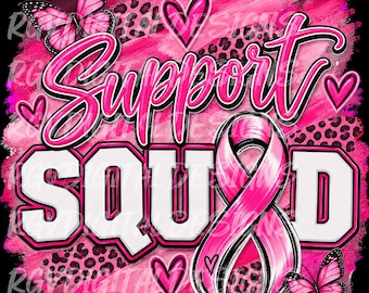 Cancer Awareness Support Squad with Butterflies Digital DTF File, Sublimation, PNG!