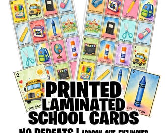 PRINTED Back to School Bingo 5x7 NO REPEATS!!! Calling Cards Included!