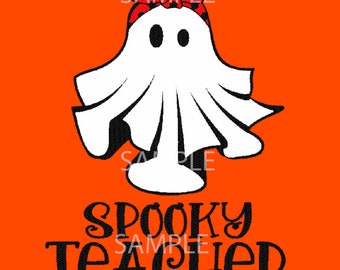 Spooky Teacher Faux Embroidery PNG