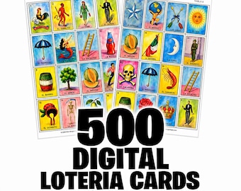 Custom 500 Modern Lotería Cards – Digital Download - NO Repeats! No number 25 or 26