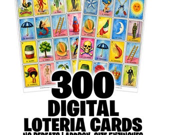 300 Modern Mexican Lotería Cards – Digital Download - NO Repeats!