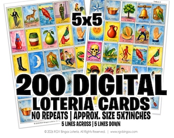 Modern Lotería Cards, 200 Unique Designs (Digital Download)