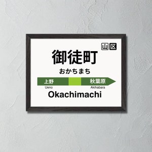 Okachimachi Station Poster, Train Station Wall Art, Japan Poster, Japanese Trains, Tokyo Japan, JR Yamanote Line Sign, Train Station Sign