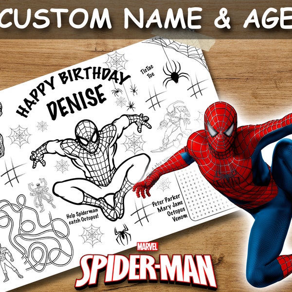 Spiderman Birthday Coloring Sheet - Etsy