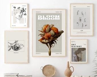 Gallery Wall Set of 5, Magazine Cover, Exhibition Poster, Museum Poster, Illustration, Minimal, Art, Printable Digital Art