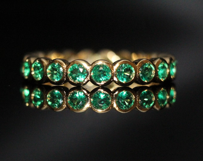 Featured listing image: Emerald Eternity Band: Bezel Set 14k Yellow Gold Promise Ring