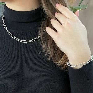 link necklace made out of silver for everyday wear, festival, rave, techno, unisex