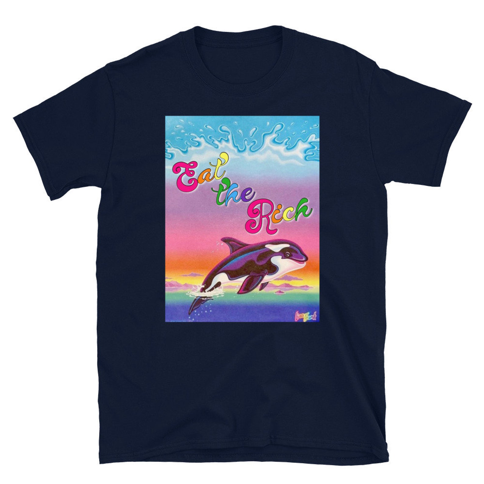 Lisa Frank-inspired Funny Shirt With Orca Whale Eat the Rich Colorful ...