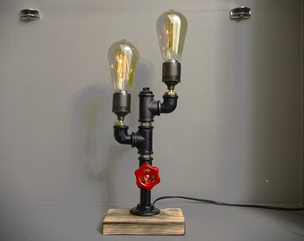 Lampa Vintage, Lampa Steampunk, Akcesoria do biurek Industrial, Lampa nocna Pipe, Regulowana lampa, Dekoracja biurowa dla mężczyzn, Oświetlenie przemysłowe
