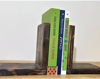 Wooden Bookends Vintage, Industrial Bookends, Steampunk Bookends,Industrial Bookshelf Accesories,Book Stand,Library Bookends,Book Lover Gift