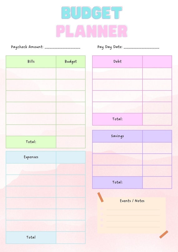 Basic Budget Template Easy and Simple to Use Budget Planner - Etsy