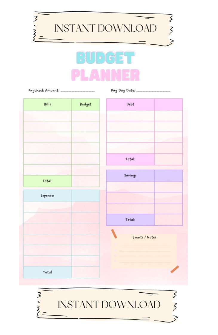 Basic Budget Template Easy and Simple to Use Budget Planner A4 Weekly