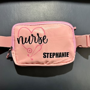 Gift for Nurse Student, Custom Nurse Fanny pack, Personalized nursing gift, Nursing fanny, Nursing school bag, Heart Stethoscope