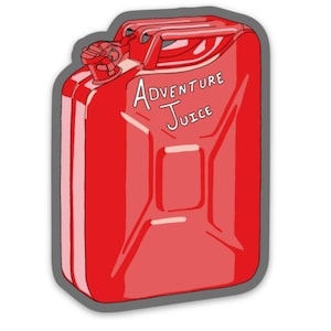 Naklejka Adventure Juice - Overland - Kanister - Naklejka podróżna Zabawna ciężarówka Jeep z paliwem gazowym 4x4 Zderzak Laptop