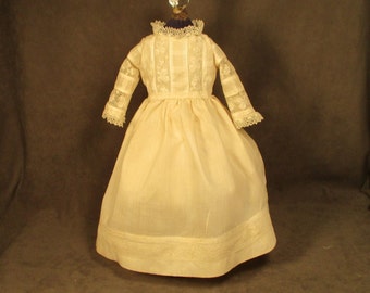 Vintage Dress for 15" - 16" Bisque Doll - Ivory Cotton w/Lace Panels