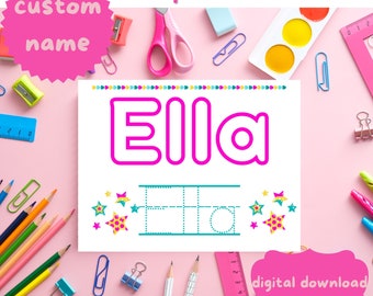 hand writing paper for sale Personalized Name Practice Worksheet, Preschool Custom Name Tracing Printable, Kindergarten Hand Writing Paper, Homeschool Printable