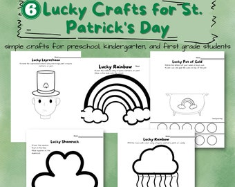 St. Patrick&#39;s Day Crafts for Kids, Preschool Activities, Kindergarten Printables, Toddler Art, Shamrock Leprechaun Rainbow, Homeschool Print