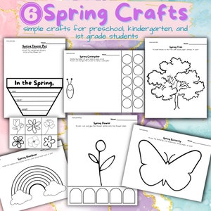 Spring Crafts, Homeschool Preschool Printables, Flower Craft, Kindergarten Art, Toddler Activities,  Kids Art, Kids Coloring Pages, Learning