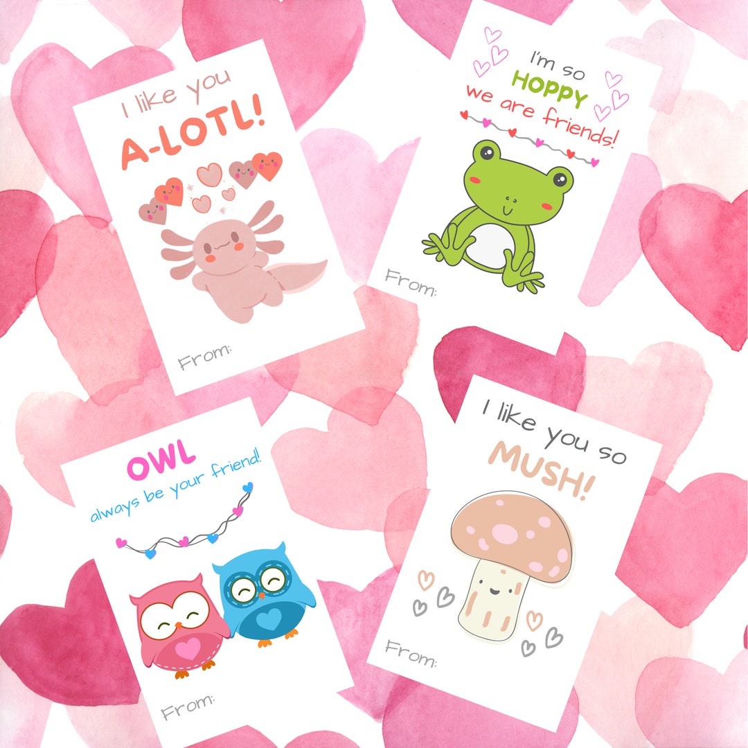 Valentine's Day Cards for Kids Classroom, Printable Cards for Daycare
