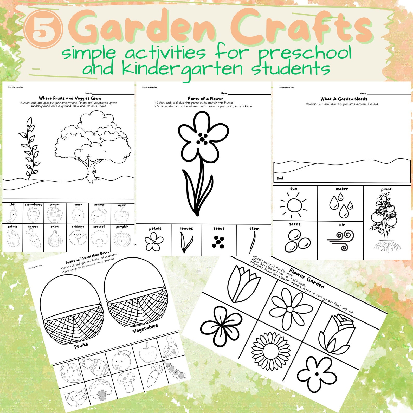 Garden Decor Crafts for Kids, Preschool Printables, Kindergarten ...