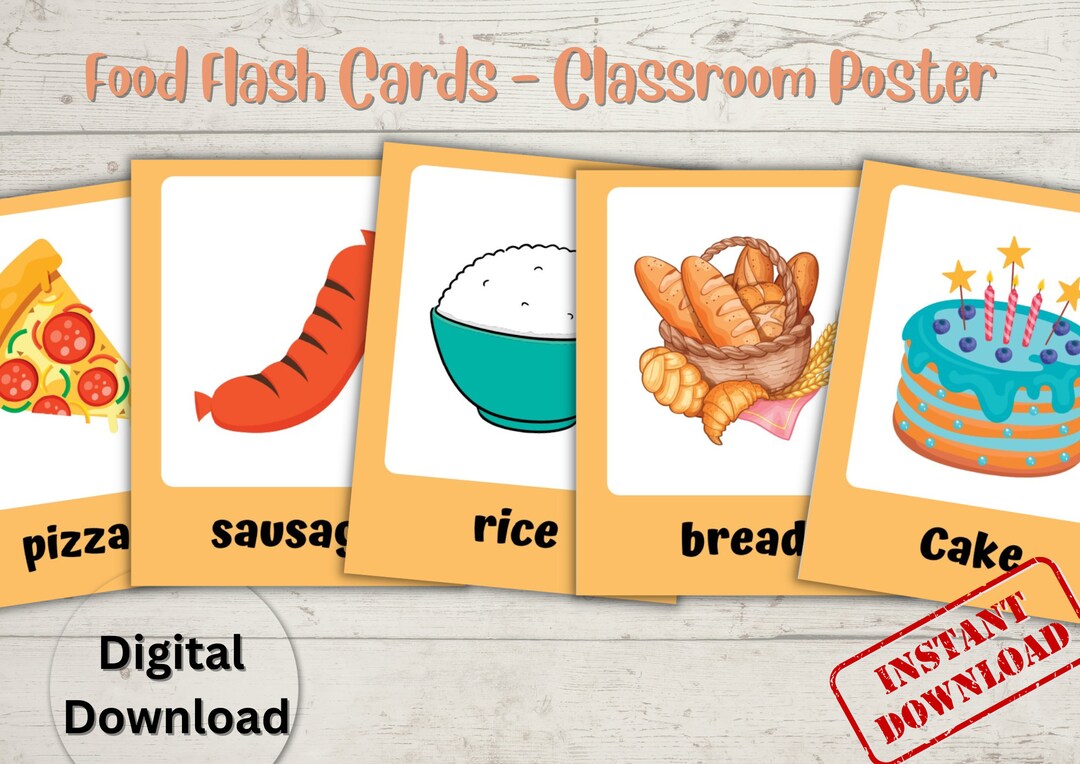 Printable Food Classroom Poster 15 Cards for Kids Montessori Material ...